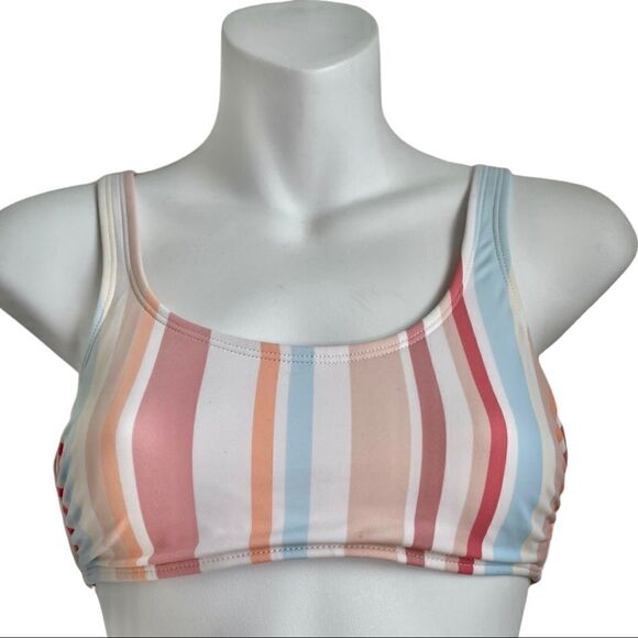 Xhilaration Multi Striped Hipster Bikini Bralette Swimsuit Top Medium White Clay - Picture 11 of 11